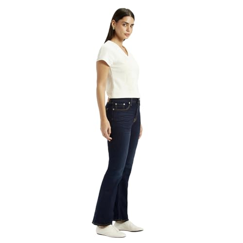 Levi's Women's 726 Dark-Blue Slim Flare Fit High Rise Jeans