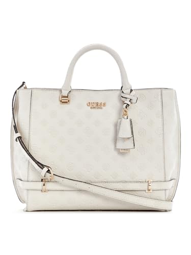 Guess Women's Off White Logo Textured Tote| Ladies Purse Handbags | Gift For Ladies