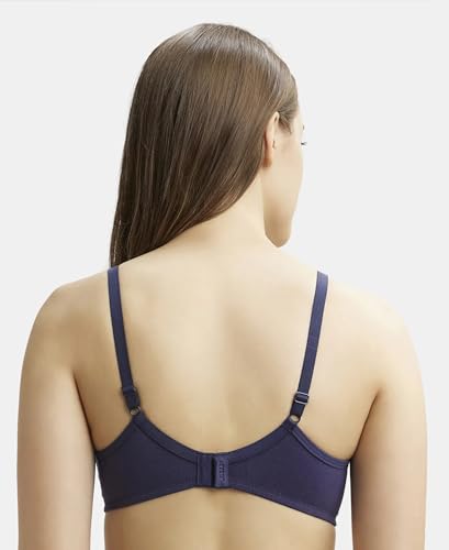 Jockey 1722 Women's Wirefree Non Padded Super Combed Cotton Elastane Stretch Medium Coverage Everyday Bra with Concealed Shaper Panel_Classic Navy_36D