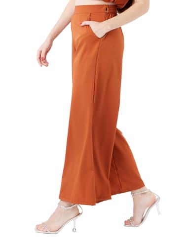 Zink London Women's Brown Solid Regular Trouser