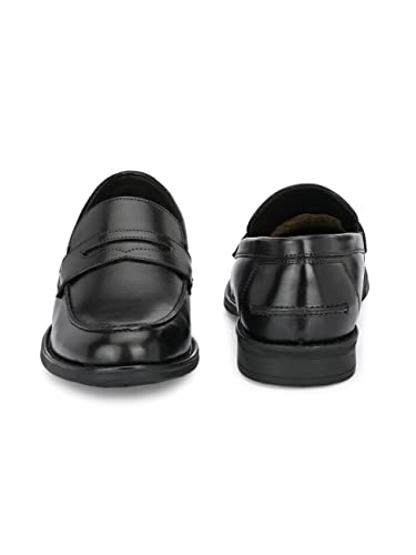 HITZ Men's Black Leather Slip On Formal Shoes - UK 10