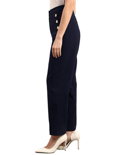 VERO MODA Womens Straight Fit Pants Dark Navy