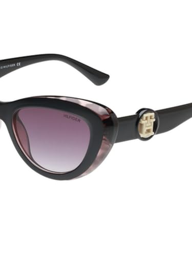 Tommy Hilfiger Sunglasses | Brown Lens | Black Frame | Full Rim Cateye Shape Branded Latest and Stylish Non Polarized Eyewear | 100% UV Protection | Women Sunglasses| Size Medium | TH 1591 C4