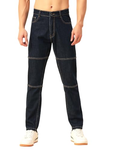 STUDIO NEXX Men's Loose Fit Indigo Jeans |Non Stretchable | Contrast Stitch | Panelled Denim