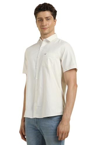 Allen Solly Men White Custom Fit Stripe Half Sleeves Casual Shirts