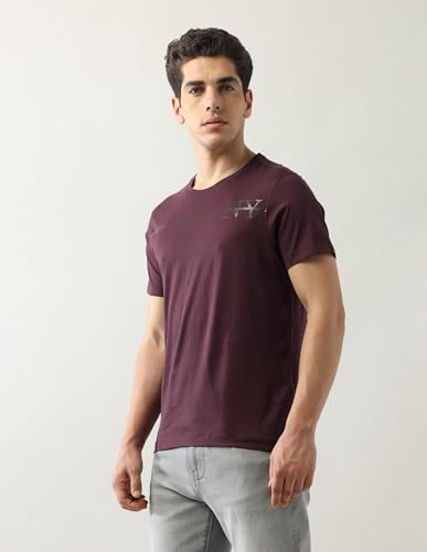 Arrow New York Men's Regular Fit T-Shirt (ANAJTS3123_Purple