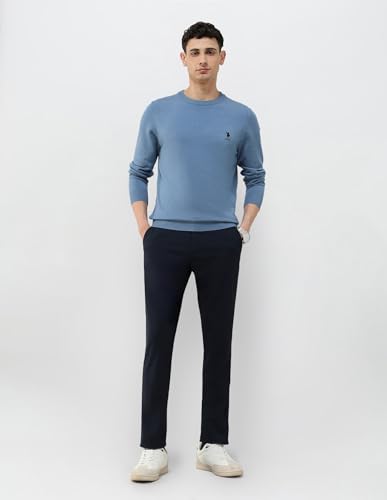 U.S.Polo Association Men's Solid Regular Fit Sweater Blue