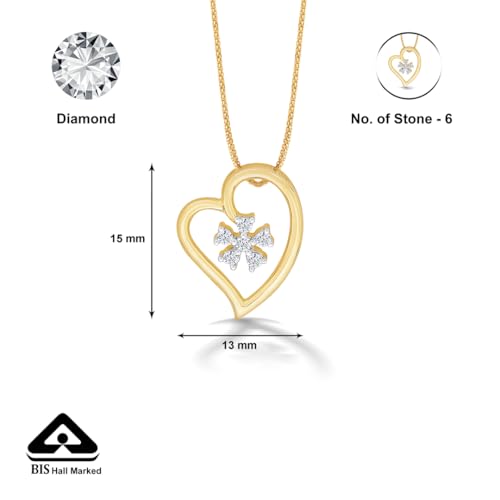 P.N.Gagdil Jewellers 14 Karat Yellow Gold & Diamond Certified Gold Heart Pendant For Women DIDP0021 IJ/SI