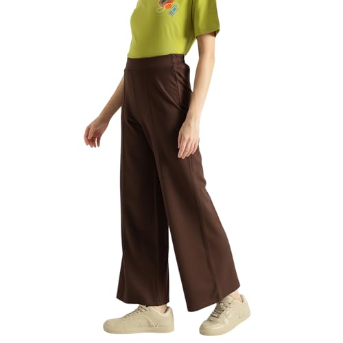 United Colors of Benetton Solid Pants (Size: M)-25A3PUWDLG24I23N Brown