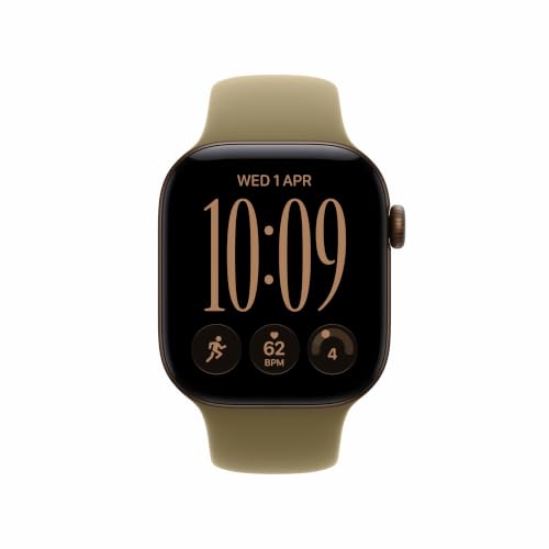 Apple Watch Series 12 GPS + Cellular 42mm Smartwatch | Dark Bronze Aluminium Case, Olive Sport Band - M/L. Health + Fitness + Sleep Tracking, Heart Rate, Safety
