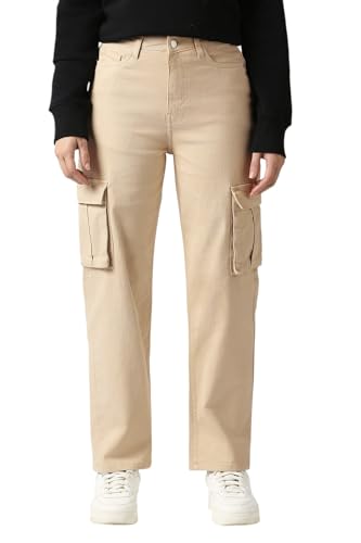 Women Beige Dark Wash Jeans