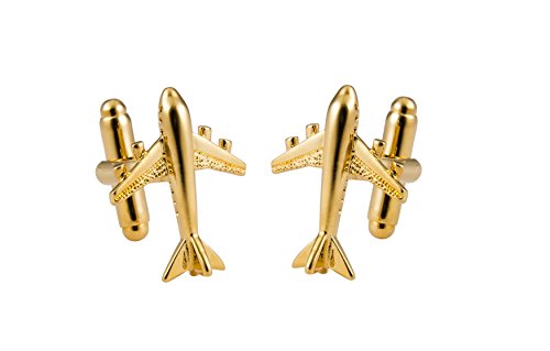 Knighthood Golden Jet Aircraft Cufflinks for Men
