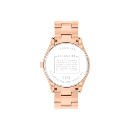 Coach Brooks Qtz Basic Silver White Round Dial Women's Watch|Ionic Plated Rose Gold Steel Material|Rose Gold Color Band - 14504538