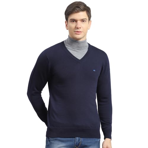 Monte Carlo Navy Solid V Neck Pullover(3XL)