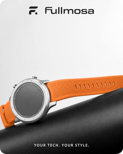 Fullmosa 20mm No‑Gap Curved Silicone Watch Strap (Orange) | [No Watch] Premium Watch Band for Samsung Galaxy Watch 7/6/5/4 40mm 44mm,Garmin Vivoactive,Noise ColorFit Ultra,boAt Vertex
