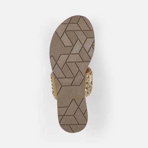 Mochi Women Antique Gold Chappals UK/4 EU/37(35-2374)
