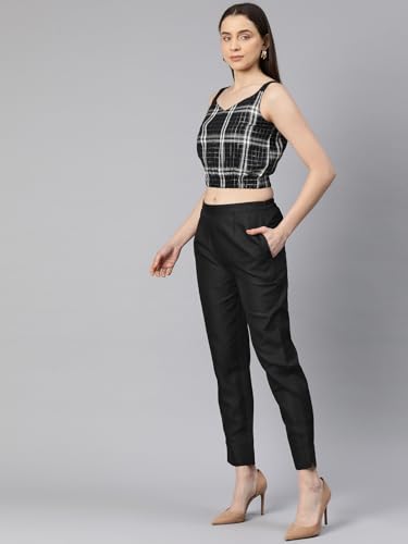 Cottinfab Women Embroidered Black Top with Blazer and Trouser