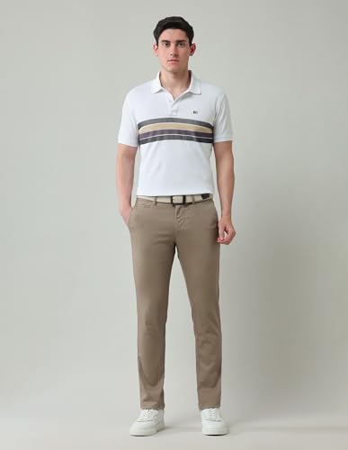 Arrow Sports Men's Brown Solid Mid Rise Cotton Button Slim Fit Flat Front Slant Pocket Trousers (ASAJTR2509_Brown_38)