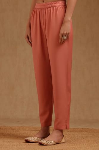 Soch Womens Peach Tissue Zari Embroidered Salwar Suit