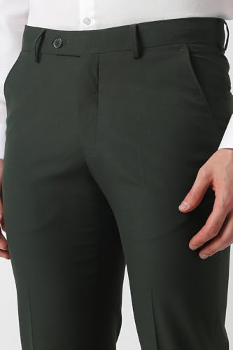 Men Green Solid Formal Trousers