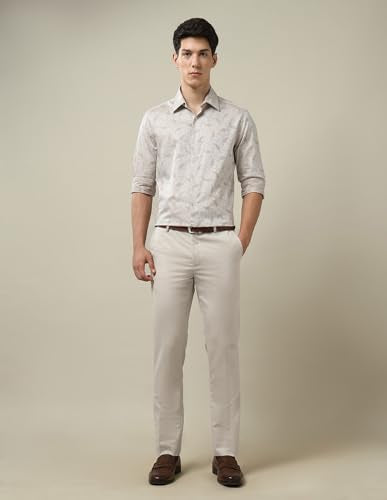 Arrow Men's Textured Dobby 1851 Trousers (ARAKTR2143_Beige_30)