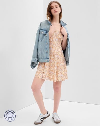 GAP Women's Rayon Classic Above The Knee Casual Dress (442110638_Multi Multicolour