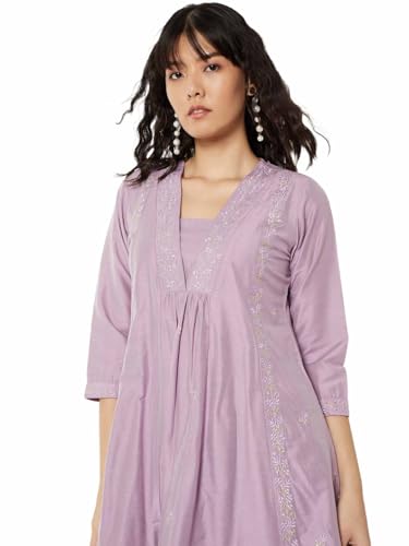 Max Women Embroidered A-line Kurta Set(Purple_L)