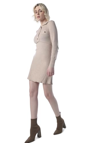 ONLY Women's Self Design Bodycon Beige Dress