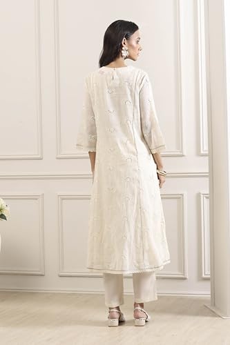 Biba Women Yellow Cotton Gathered Suit Set_34