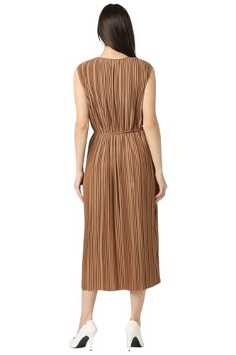 Van Heusen Women Brown Textured Calf-Length Casual Dress