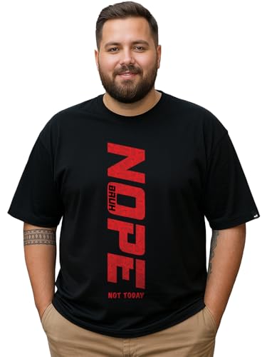 Bewakoof Men's Typography Oversized Fit Half Sleeve Round Neck Pure Cotton Plus Size T-Shirt_694205_Black_5XL