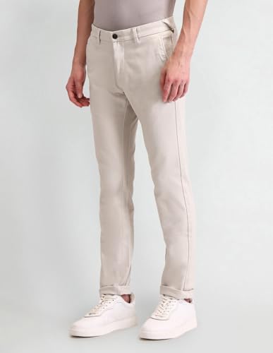 Arrow Sports Men's Slim Casual Pants (ASAITR2456_Beige