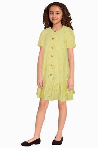 Allen Solly Girl's Cotton Modern Knee-Length Dress (AGDRPRGF567329_Yellow
