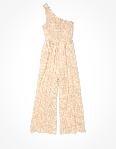 American Eagle Womens U-1396-7097-106 Smocked One-Shoulder Jumpsuit, CREAM, XS