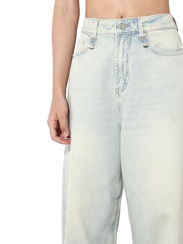 ONLY Women's Loose Fit High Rise Blue Jeans