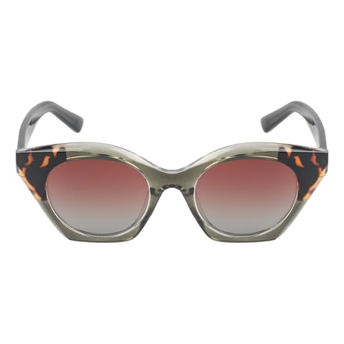 KILLER Women's Sunglass, Cat-Eye Shaped Acetate Frame Polarized Lens Sunglasses Case For Women, Girls, Gradient Lens Sunglasses, Frame Color - Green, Lens - Brown