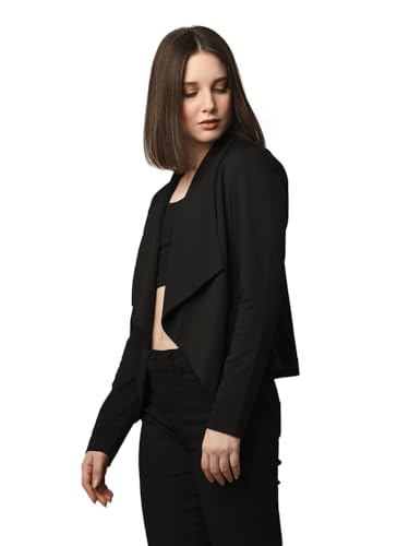 ONLY Women Solid Tailored Fit Casual Black Blazer
