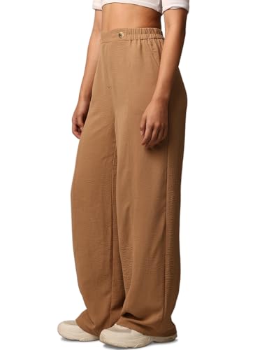 ONLY Women's Flared High-Rise Brown Pants