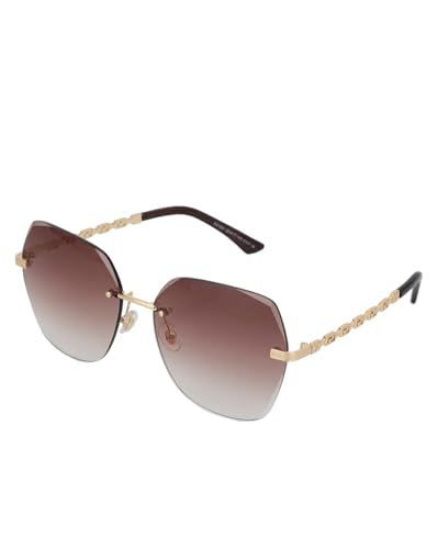 Carlton London Premium Gold with Brown Toned & UV Protected Lens Oversized Sunglass for women - SaumyasStore