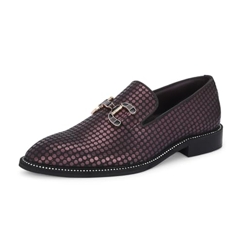 HITZ Men's Charry Leather Formal Slip On Shoes - UK 8 Brown