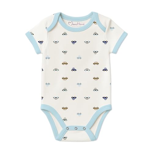 MOM'S HOME Soft Organic cotton Unisex New Born Baby Onesie/BodySuit | 0-3 Months | Pack of 5