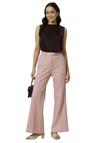 Allen Solly Women Pink Regular Fit Textured Formal Trousers