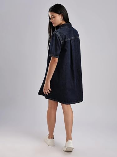 Calvin Klein Jeans Cotton Spread Collar Denim Dress