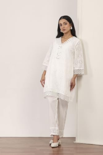 Rangriti Cotton Solid Straight Festive Kurta With Pant And Dupatta