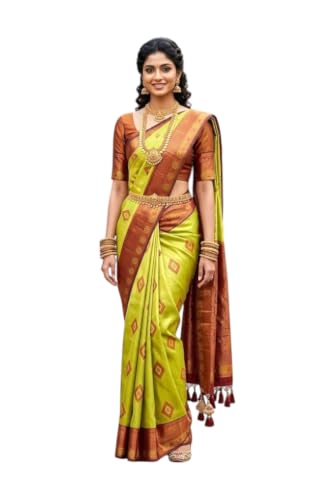 SREE KUMARAN Women's Kanchipuram Kubera Silk Pure Pattu Sarees With Blouse (VSK325-16)