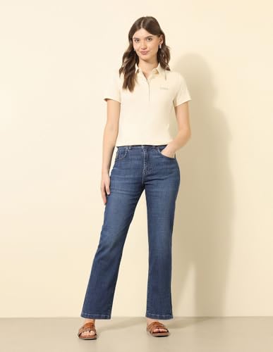 U.S. POLO ASSN. Women High Rise Straight Fit Jeans (UWAW24JEN282_Blue_36)
