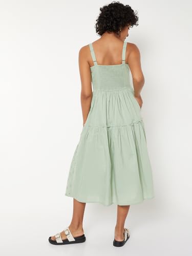 Max Women Schiffli Tiered Dress (Green_XL)