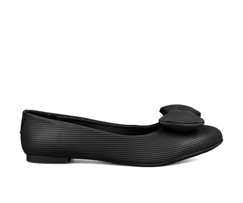 LOUIS STITCH Women’s Black Stylish Bow Ballerina Flats | Premium Closed-Toe Flat Sandals| Comfort Ballerina for Office & Everyday Style| LS-LDCF-010 | UK-3