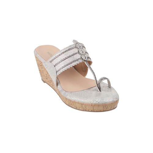 Mochi Women's Dark Beige Fashionable Wedge Heel Sandal UK/2 EU/34(34-30)