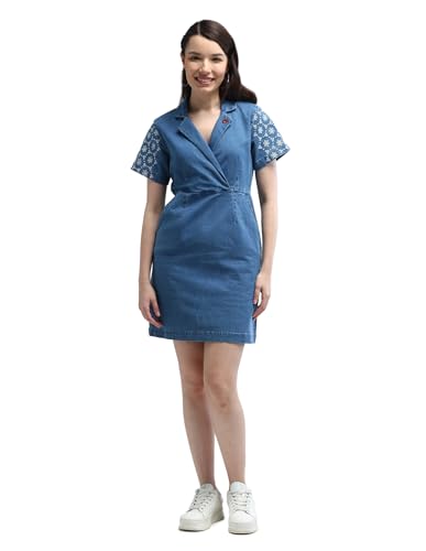 U.S. POLO ASSN. Embroidered Chambray Washed Dress (UWAW24DRS140_Blue_L)